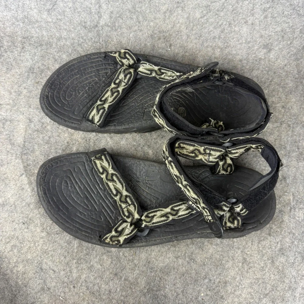 Teva Hurricane Sport Sandals Mens 8 Black Olive Green Geometric Strappy Hiking